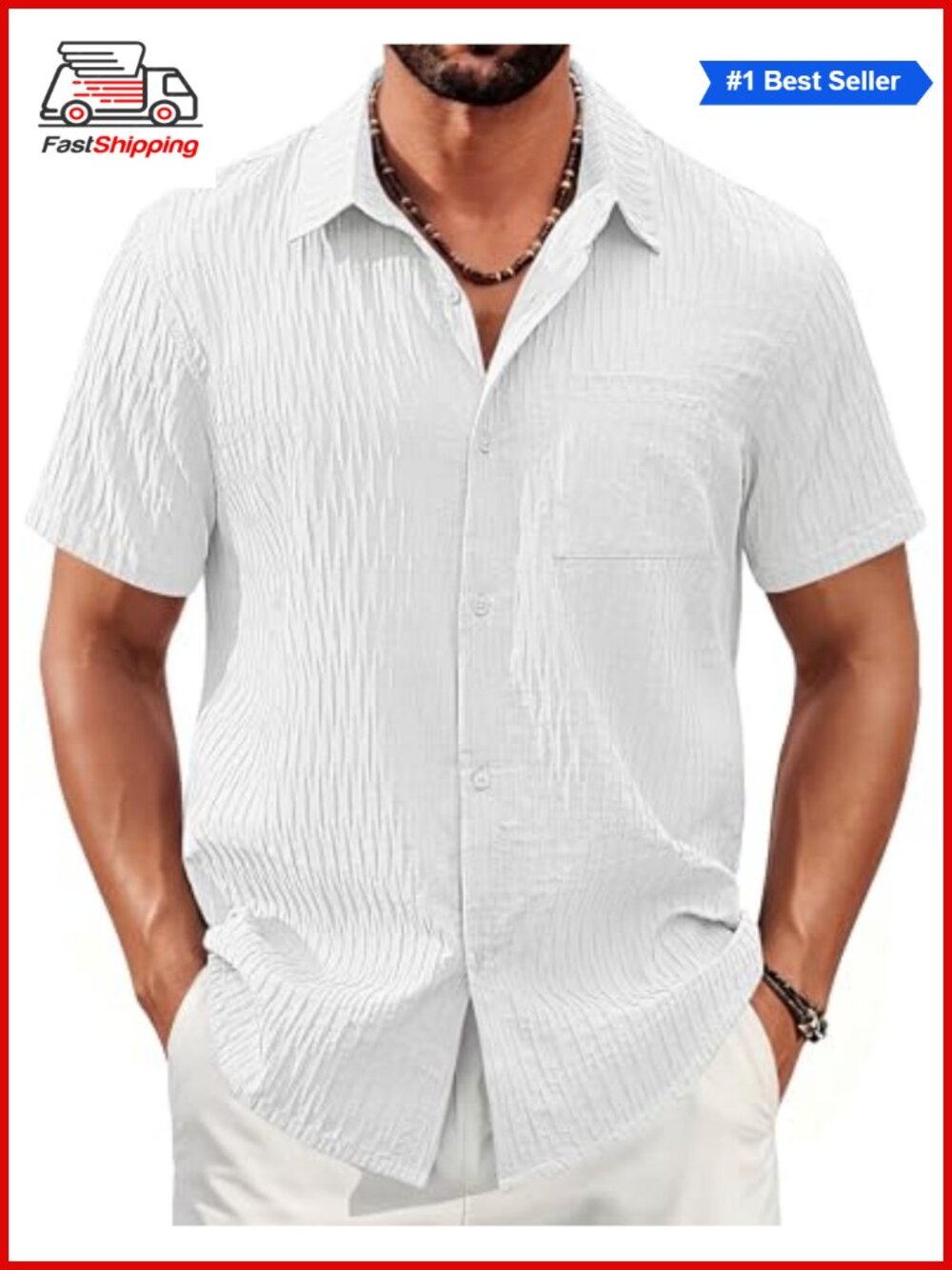 ✨ Men's Short Sleeve Button Down Shirt Textured Casual Summer Beach Vacation